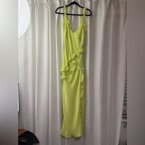 House of CB Pixie Lime Ruffle Maxi Dress